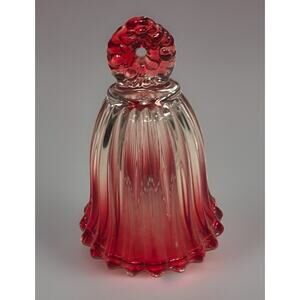 Wreath Christmas Holiday Red Clear Crystal Ribbed Glass Bell Decoration Decor